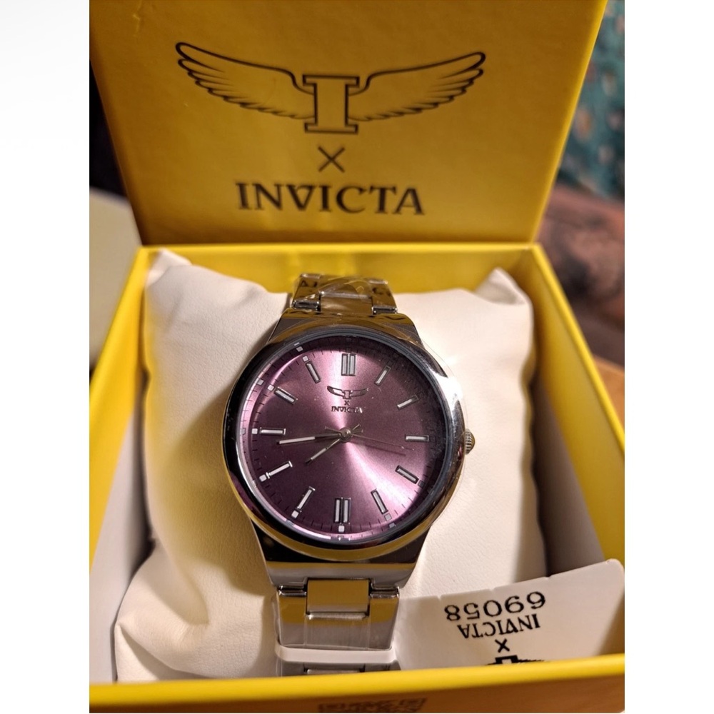 Invicta Silver Watch with Purple Dial style#69058